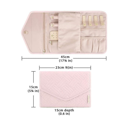Compact Travel Jewelry Box with Compartments, Pink, 23cm.