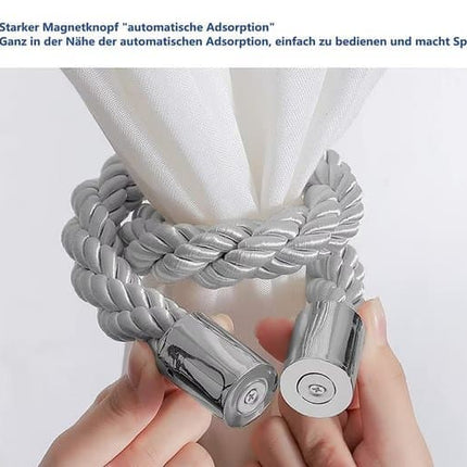 4-Pack Magnetic Curtain Tiebacks with Buckle No-Drill, Gold.