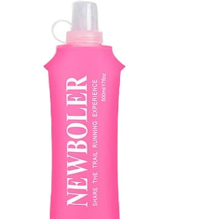 150ml 250ml 500ml Foldable Water Bottle BPA-Free Soft Bottle for Marathons Camping Hiking, 500ML, Dark Pink.