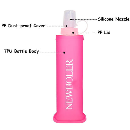 500ML Foldable Water Bottle BPA-Free Soft Bottle for Marathons Camping Hiking, 500ml, Orange.