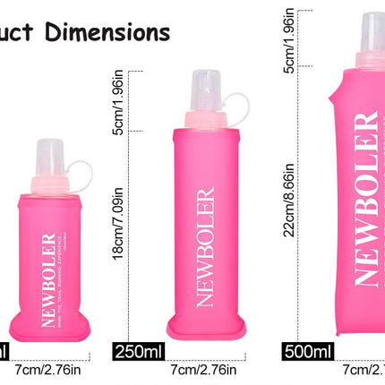 500ML Foldable Water Bottle BPA-Free Soft Bottle for Marathons Camping Hiking, 500ml, Orange.