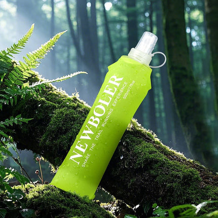 500ML Foldable Water Bottle BPA-Free Soft Bottle for Marathons Camping Hiking, 500ml, Orange.