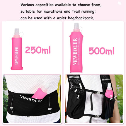 500ML Foldable Water Bottle BPA-Free Soft Bottle for Marathons Camping Hiking, 500ml, Orange.