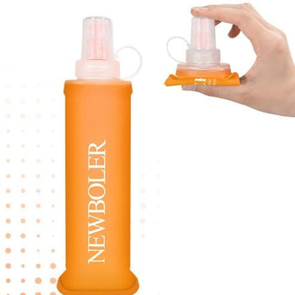 250ML Foldable Water Bottle BPA-Free Soft Bottle for Marathons Camping Hiking, 250ml, Orange.