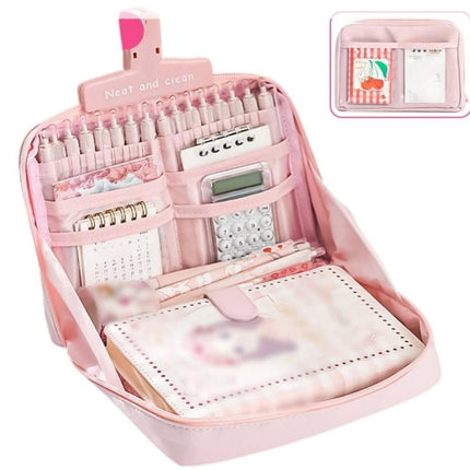 Large Capacity Pencil Case with Compartments and Zipper for School Office Travel, Pink.