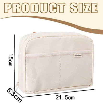 1 Pack White Stylish Pencil Case with Zipper, Large Capacity Multifunctional Travel Pencil Box for School and Office.
