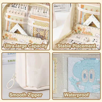 1 Pack White Stylish Pencil Case with Zipper, Large Capacity Multifunctional Travel Pencil Box for School and Office.