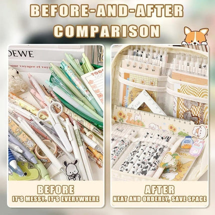 1 Pack White Stylish Pencil Case with Zipper, Large Capacity Multifunctional Travel Pencil Box for School and Office.