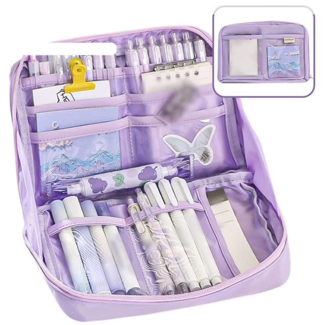 1 Pack Purple Large Capacity Stylish Pencil Case with Zipper for School and Office.