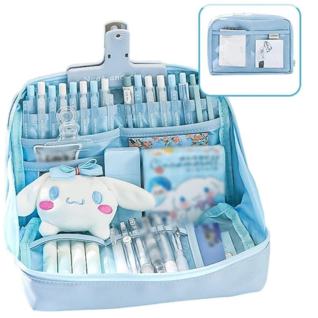 Large Capacity Pencil Case with Compartments and Zipper for School Office Travel, Blue, Multifunctional Stylish Pencil Box.