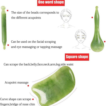 7-piece Gua Sha Set, Resin Facial and Body Massage Tool for Face Legs Back, Green.