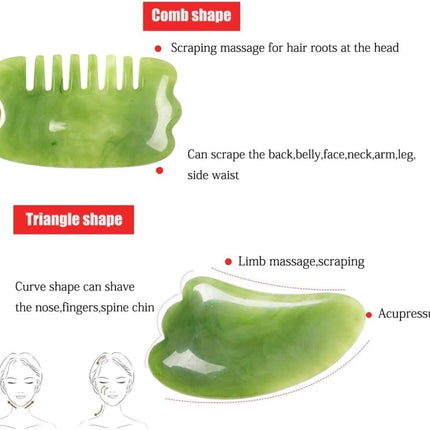 7-piece Gua Sha Set, Resin Facial and Body Massage Tool for Face Legs Back, Green.