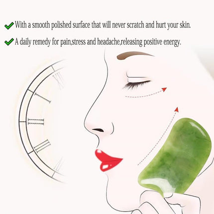 7-piece Gua Sha Set, Resin Facial and Body Massage Tool for Face Legs Back, Green.