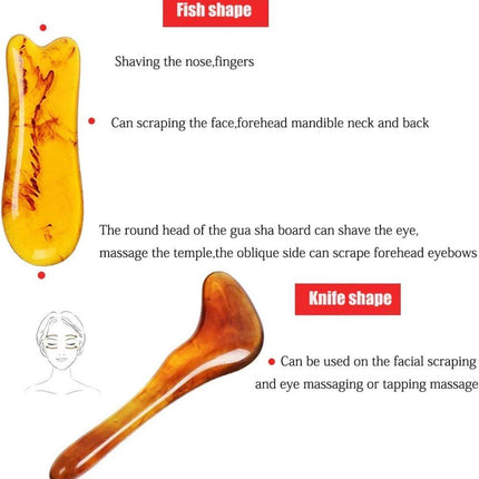 7-piece Gua Sha Set, Resin Facial and Body Massage Tool for Face Legs Back, Gold.