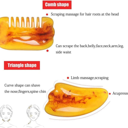 7-piece Gua Sha Set, Resin Facial and Body Massage Tool for Face Legs Back, Gold.