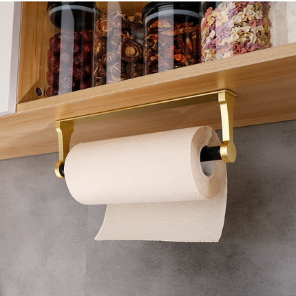 Self-Adhesive Paper Towel Holder for Kitchen & Bathroom, 32.5x9.8cm, No Drilling Required, Gold.