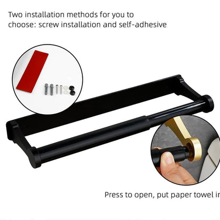 Self-Adhesive Paper Towel Holder for Kitchen & Bathroom, 32.5x9.8cm, No Drilling Required, Gold.
