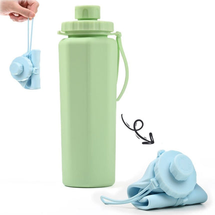 1 Foldable Water Bottle 600ml BPA-Free Lightweight for Travel Gym Camping, Green.