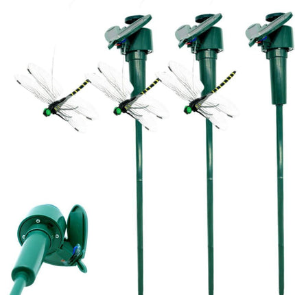 3 pcs Solar Powered Dragonfly Clips Insect Repellent Garden Decoration, Realistic PVC Weatherproof, Compatible with Outdoor Decor.