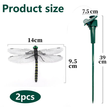 3 pcs Solar Powered Dragonfly Clips Insect Repellent Garden Decoration, Realistic PVC Weatherproof, Compatible with Outdoor Decor.