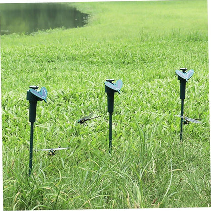 3 pcs Solar Powered Dragonfly Clips Insect Repellent Garden Decoration, Realistic PVC Weatherproof, Compatible with Outdoor Decor.