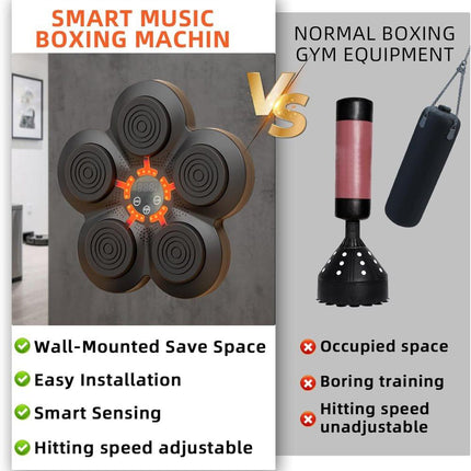 Smart Electric Boxing Trainer with Speaker, Black, Compatible with Smart Music Boxing Machine（Adults）.