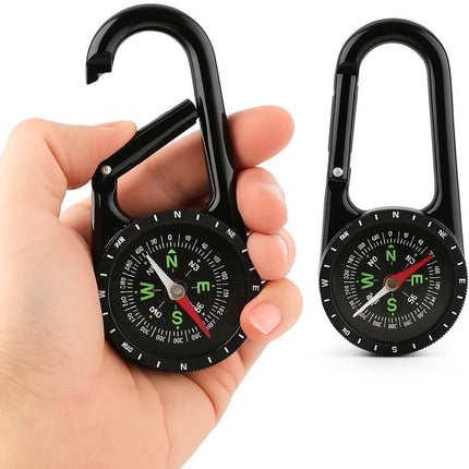 Multifunctional 1-in-1 Compass & Carabiner | Multitool | Belt Clip | Portable | Extra Strong | Survival | Black.
