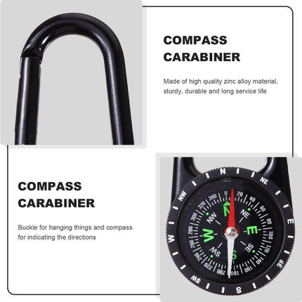 Multifunctional 1-in-1 Compass & Carabiner | Multitool | Belt Clip | Portable | Extra Strong | Survival | Black.
