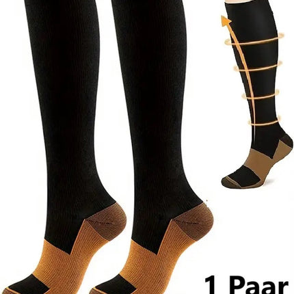 Copper Compression Stockings | Compression Socks | Support Stockings | Sports Socks II Airplane Socks | Size S/M (36-40) | Black.