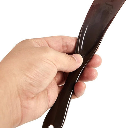 Spoon-shaped shoehorn | Plastic | Length 19.5 cm | Shoe puller | With hanging loop | Black.