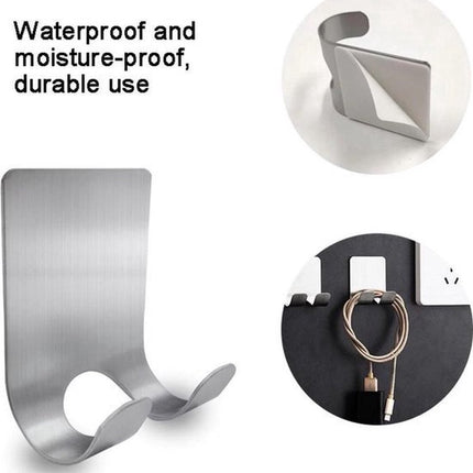2-Piece Stainless Steel Razor Holder | Razor Tray | Self-Adhesive Razor Holder | Razor Hook | Razor Hanging | Silver.