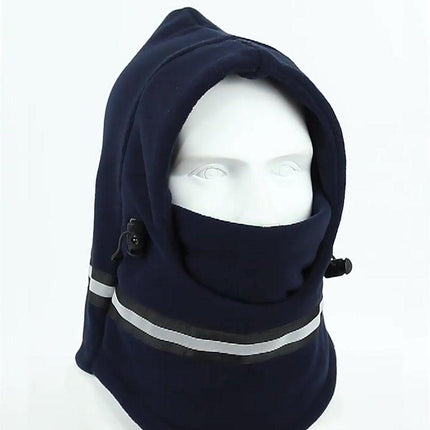 Adjustable Fleece Balaclava With Reflective Safety Strip | Neck Warmer | Windproof | UV Protection | Ski Mask | Scooter Mask | Winter Mask | Winter Hat | Dark Blue.