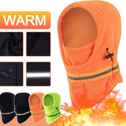 Adjustable Fleece Balaclava With Reflective Safety Strip | Neck Warmer | Windproof | UV Protection | Ski Mask | Scooter Mask | Winter Mask | Winter Hat | Dark Blue.