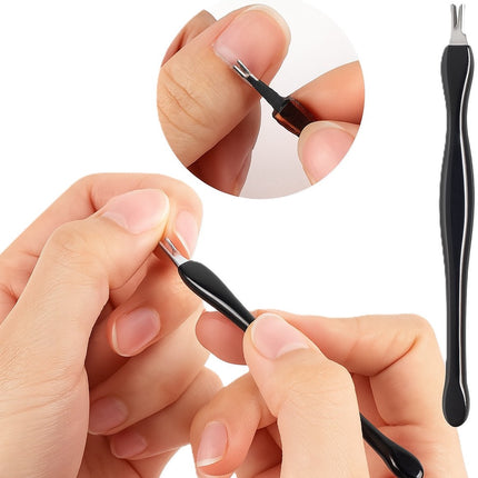 Cuticle Remover & Cuticle Pusher in 1 | Cuticle Cutter | Cuticle Remover | Cuticle Clipper | Cuticle Pusher | Stainless Steel / Plastic | Black.