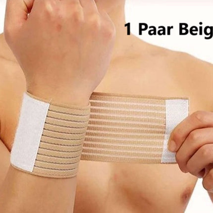1 Pair Adjustable Wrist Bandage With Velcro | Wrist Support | Wrist Protector | Bandage | One Size | Beige.