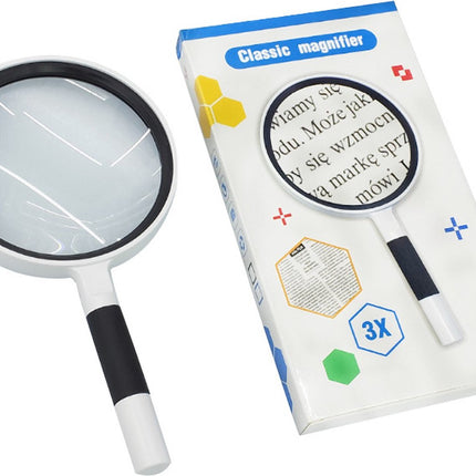 Luxury Magnifying Glass | Reading Magnifier | Handheld Magnifying Glass | Magnifying Glass | Insect Magnifying Glass | Magnifying Glass | 75 mm | 3X Magnification | Black and White.