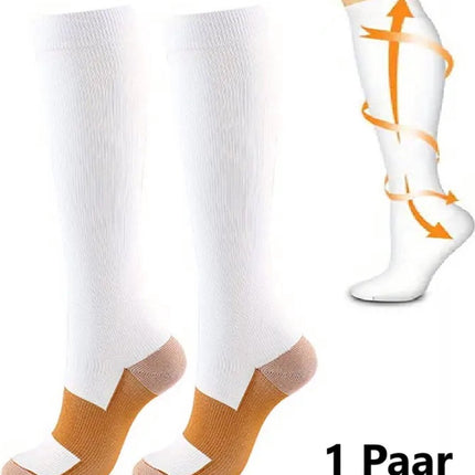 Copper Compression Stockings | Compression Socks | Support Stockings | Sports Socks II Airplane Socks | Size S/M (36-40) | White.