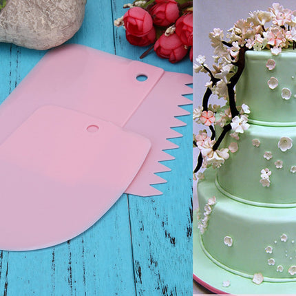 Dough Scraper | Cake Scraper | Dough Cutter | Dough Scraper | 3-Piece | Pink.