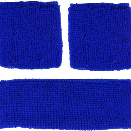 Set of Headband and 2x Wristbands | Sweatband | Sweatbands 6x8 CM | Head and Wrist | Sports Bands | Dark Blue.