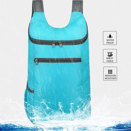 Foldable Lightweight Backpack | Backpack | Splashproof | 2 Compartments with Water Bottle Holder | Incl. Storage Pouch | 20 Liters | Black.