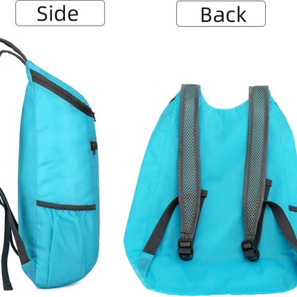Foldable Lightweight Backpack | Backpack | Splashproof | 2 Compartments with Water Bottle Holder | Incl. Storage Pouch | 20 Liters | Black.