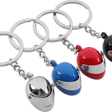 Motorcycle Helmet Keychain | Scooter Helmet Key Holder | Full-Face Helmet Keychains | Red.