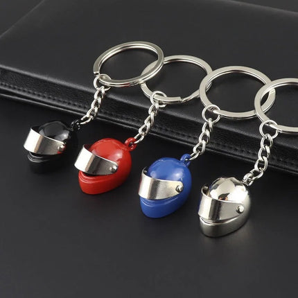 Motorcycle Helmet Keychain | Scooter Helmet Key Holder | Full-Face Helmet Keychains | Red.