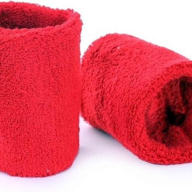 Red wrist sweatbands for adults set of 2 - Sports bands