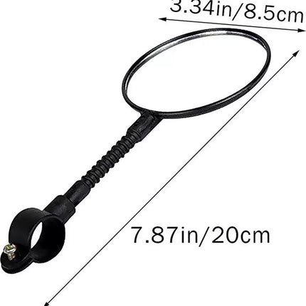 Bicycle mirror - rearview mirror with red reflector.
