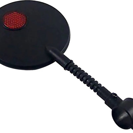 Bicycle mirror - rearview mirror with red reflector.