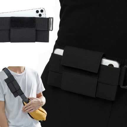 Elastic Sports Smartphone Pouch – Black Body-Hugging Storage Bag for Mobile Phone – Lightweight, Anti-Theft & Comfortable – Velcro Closure.
