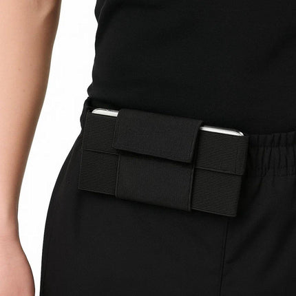 Elastic Sports Smartphone Pouch – Black Body-Hugging Storage Bag for Mobile Phone – Lightweight, Anti-Theft & Comfortable – Velcro Closure.