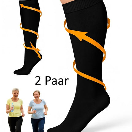 Duo Pack Compression Socks | Compression Stockings | Support Socks | Airplane Socks | Anti-Fatigue | Size L/XL (41-47) | Black.