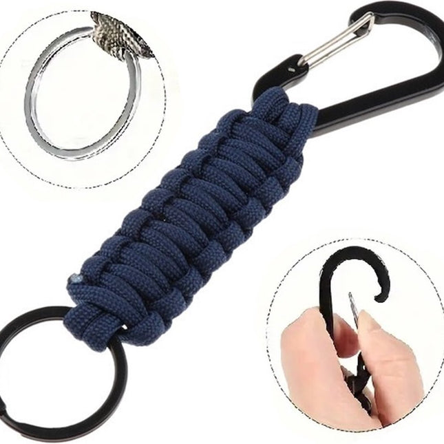 Paracord Survival Keychain with Carabiner | Emergency Kit | Extra Strong | Blue.